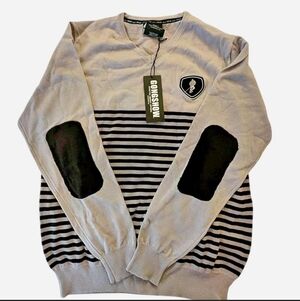 Gongshow Gear Hockey Company Gray Sweater With Logo And Black Stripes NWT XL